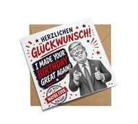 FORYOU24 Tarjeta de cumpleaños con sobre, tarjeta de felicitación, tarjeta de felicitación con texto en alemán "Happy Birthday Mann Frau America Funny (KT223-4)