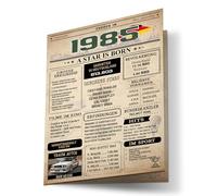 FORYOU24 Tarjeta de cumpleaños para 40 cumpleaños para hombre y mujer, regalo de cumpleaños para hombres, 1985, diseño vintage de periódico de 1985, gran regalo para hombres y mujeres para 40