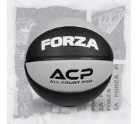 FORZA All Court Pro Balones de Baloncesto | Cuero de Microfibra Premium con Textura Hex para un Mejor Agarre - Tallas 5, 6 y 7 para Interior y Exterior (Negro/Gris, 5-1 Paquete)