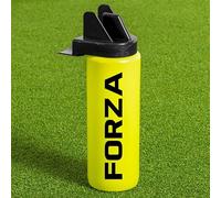FORZA Botellas de agua de higiene de equipo de 1 litro, botellas de agua deportivas sin BPA con boquilla sin contacto, ideales para equipos deportivos (amarillo, paquete de 10 + transportador)