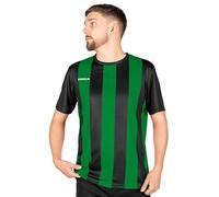 FORZA Camiseta de manga corta para hombre [XS-XXL] - Camiseta de fútbol de manga corta de alta calidad | 5 opciones de color a rayas, Negro y verde., XL