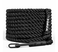 FORZA Cuerda de tracción para trineo de gimnasio, cuerda de poliéster resistente de 15 m con gancho de acero y mosquetón, entrenamiento de fuerza, acondicionamiento y resistencia para gimnasios y