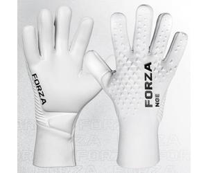 FORZA NGE Guantes de Portería | Guantes de Portero de Nivel Profesional | Materiales ultraduraderos (Tamaño 8, Blanco)