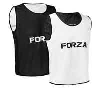 FORZA Petos de Entrenamiento Reversibles de Primera Calidad (Paquete de 5): Chalecos Deportivos de poliéster livianos, Tallas para niños y Adultos (Negro + Blanco, Adulto L/XL)