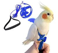 FORZENA Arnés y correa ajustables para pájaros, loro al aire libre, cuerda de tracción con ala linda para pájaros pequeños, loros, palomas, lagartos, tortugas (M,azul)