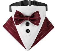 FORZENA Collar de esmoquin para perro, ajustable, bufanda formal con pajarita y anillo en D para boda, fiesta de cumpleaños, graduación, Halloween, Navidad, sesión de fotos, disfraces de cosplay (M