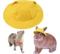 FORZENA Sombrero de conejo de hurón con agujero para las orejas, disfraz de conejo para razas pequeñas, conejillo de indias, rata, mini sombrero de cachorro, disfraz de fiesta (amarillo)