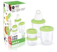 FOSA 4 x Recipientes para envasar al vacío + envasadora para vacío, Apto para Microondas y Lavavajillas, Recipientes redondos para Alimentos - Material libre de BPA