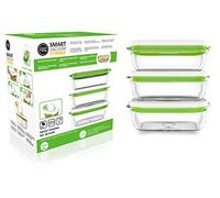 FOSA 3 Recipientes para Alimentos al Vacío, Recipientes Rectangulares para Conservar Comida al Vacío, NO Incluye Bomba de extración, Material Libre de BPA, 1 Litro