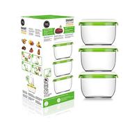 FOSA 3 Recipientes para Alimentos al Vacío, Recipientes Redondos para Conservar Comida al Vacío, NO Incluye Bomba de extración, Material Libre de BPA, 850 ml