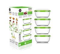 FOSA Juego de 4 Recipientes para Alimentos al Vacío 600ml - Envases Redondos Herméticos para Conservar Comida Fresca - Material Libre de BPA - Compatible con Sistema Turtle (Bomba No Incluida)