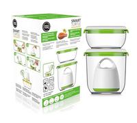 FOSA Juego de Envasado al Vacío con Bomba Automática Turtle y 2 Recipientes Redondos - Kit de Inicio para Conservación de Alimentos - Contenedores Herméticos Libres de BPA
