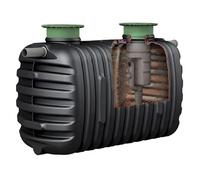 Fosa septica con Filtro 3000 litros, 5 a 11 habitantes, Certificado CE. Depósito con Dos Conexiones DN110, 2 Cubiertas telescópicas DN400 transitables por peatones y Filtro Anaerobix 40 L.