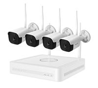 Foscam FN9108W-B4-2T - Kit de videovigilancia Wi-Fi para exterior, 4 cámaras (5 megapíxeles), grabadora NVR con HDD de 2 TB, visión nocturna 20 metros, detección humana, Wi-Fi 6 Dual Band