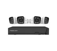 FOSCAM Kit de Videovigilancia FN9108E-B4-2T - 4 Cámaras IP Exterior Torreta 5MP 4mm IR 20m, Grabador 8 Canales 2TB, Conectividad Gigabit Ethernet