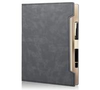 Fosdaling Cuaderno de anillas DIN A5, de piel sintética, recargable, con 6 anillas y un bolígrafo, adecuado como planificador, carpeta, encuadernador, organizador de trabajo, 100 g/m² (gris pizarra)