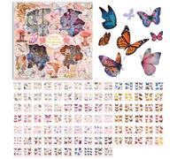 FOSDICK 100 Hojas Pegatinas Mariposas, Vintage Stickers Aesthetic, Pegatinas Scrapbooking, Stickers Mariposas Decorativas, Primavera Pegatina Mariposa para Scrapbook, Álbum de Recortes, Journaling