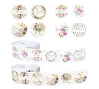 FOSDICK 1000 Piezas 2.5cm Pegatinas Gracias Redondas, Etiqueta Pegatinas de Agradecimiento, Flores Etiquetas de Agradecimiento para Bodas, Fiestas, Envoltorios Regalos