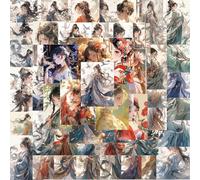 FOSDICK 100Pcs Chica Oriental Pegatinas Scrapbooking, Estilo Antiguo Stickers Aesthetic, Pegatinas Vintage, Personaje de Dibujos Animados Autocolantes, Pegatinas Infantiles para Decoración Ordenador