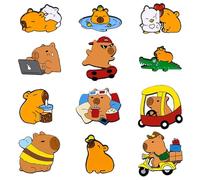 FOSDICK 12 Piezas Broche Capibara, Lindo Pin de Capibara, Dibujos Animados Broches para Ropa Mujer Infantil, Capybara Pines Esmaltado, Interesante Animal Pin Broche Regalo para Mujer Niña Niño