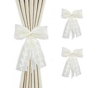 FOSDICK 2 Piezas Alzapaños Cortinas, Elegantes Sujeta Cortinas, Blanco Recoge Cortinas Encaje, Forma de Pajarita Curtain Tiebacks, Alzapaños de Cortina para Dormitorio, Salón, Oficina, Cafetería