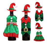 FOSDICK 2 Piezas Bolsa Botella Vino de Decoración Navideña, Funda Navideña para Botellas, Duende Ropa Bolsas para Botellas de Vino, Funda Navidad para Botella para Fiesta Decoracion Navidad Mesa