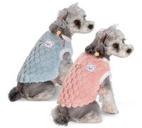 FOSDICK 2 Piezas Jersey Para Perro Pequeño, Felpa Caliente en Invierno, Lindo y Suave Ropa Cómoda Para Perros y Gatos (Rosa, Azul)