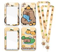 FOSDICK 2Pcs Capibara Porta Tarjetas Identificativas Lindo Lanyard con Tarjetero Colgante Cordón Retráctil Portatarjetas Colgante Plástico Capibara Porta Tarjeta para Enfermeras Estudiantes Profesores