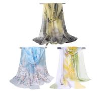 FOSDICK 3 PCS Pañuelo Cuello Mujer Fulares Elegante Foulard Estola Pañuelo Mujer Chal Estolas Boda Fiesta Chiffon Bufanda, 50x150cm