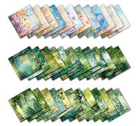 FOSDICK 36 Hoja Bosque Papel Scrapbooking Flores Bosque Verde Papel Decoupage 15x15 cm Papeles Scrapbooking, Scrapbook Paper con Árboles Flores para Journaling, DIY Album Scrapbook, Decoupage, Regalos