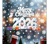 FOSDICK 4 Hojas Pegatinas Navidad Ventanas, Pegatinas Navidad Ventanas Cristal Blanco, Pegatina Cristal Navidads PVC Reutilizable, Adornos de Navidads para Invierno Año Nuevo Ventana