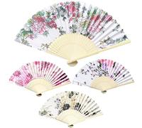 FOSDICK 4 Piezas Abanicos Plegables, Abanico Plegable, Fleurs Abanico de Mano Plegable para Baile, Fiesta, Decoración de Bricolaje, Decoraciones de Hogar (38x21cm)