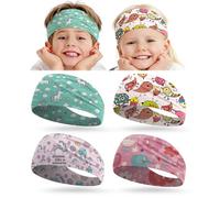 FOSDICK 4 Piezas Cinta Pelo Niña con Bonitos Estampados, Cinta Pelo Deporte Adecuada para Niñas y Niños, Diadema Elastica Niña Antideslizantes Transpirable para Correr, Montar en Bici, Cotidiano