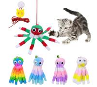 FOSDICK 5 Piezas Juguetes para Gatos Colorido Juguetes Gatos de Pulpo Juguete Gato Interactivo con Cascabel Felpa Cat Toys de Dentición, Juguete para Gato para Limpiar Los Dientes y Liberar El Estrés