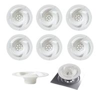 FOSDICK 6 Piezas Atrapa Pelos Ducha, Plástico Filtro Desague Ducha, Antiobstrucción Anti Cucarachas Atrapapelos Ducha, Atrapa Pelos Filtro para Cocina, Baño, Bañera, 7,8 x 7,8 x 2,5 cm, Blanco