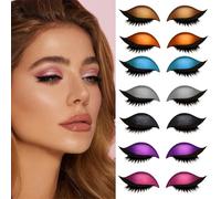 FOSDICK 7 Pares Parche para Sombras de Ojos y Pestañas Postizas, Colores 2 en 1 Pegatinas de Lashes Sombra de Ojos de Maquillaje, para Disfraz Cosplay Teatro Boda Carnaval Concierto Mujeres Y Niñas