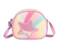 FOSDICK Bolso Niña, Púrpura Bolso Pequeño con Correa Ajustable Bandolera de Felpa para Niña 3-10años, 16 x 6 x 14cm