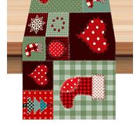 FOSDICK Camino de Mesa Navidad, Largo Camino de Mesa Navideño, Lavable Camino mesaS Navidad, 40x180cm Christmas Table Runner para Comedor Cocina Cafetería Hogar Bar Decoración de Fiesta