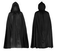 FOSDICK Capa Negra con Capucha Capas Disfraz Halloween Niño Capa Halloween Unisex para Cosplay de Bruja Vampiro Mago para Carnaval Fiesta Mascarada Disfraces (120cm)