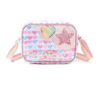 FOSDICK Estrellas Bolso Niña, Brillante Bolso Bandolera Niña con Mini Lentejuelas, Bolsos para Niñas con Correa de Hombro Ajustable, para Escuela y Fiestas Princesa y Estilo Moderno, 20x6x14cm, Rosa