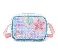 FOSDICK Estrellas Bolso Niña, Brillante Bolso Bandolera Niña con Mini Lentejuelas, Bolsos para Niñas con Correa de Hombro Ajustable, para Escuela y Fiestas Princesa y Estilo Moderno, 20x6x14cm, Azul