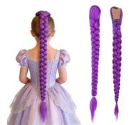 FOSDICK Peluca Trenzas Morada Para Mujer Niña, Extensiones Trenzas Moradas De Cosplay De Anime, Coleta Postiza Pelo Morada, Extensiones de Clip de Pelo, Pelucas Disfraz Para Halloween Carnaval Fiestas