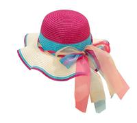 FOSDICK Sombrero Paja NiñO, Trenzado Transpirable Ombrero de ala Ancha Sombrero Paja, Sombreros de Playa Dulce y Dulce con DecoracióN de Lazo, Plegable Verano Sombreros ProteccióN Solar para NiñA