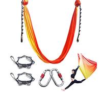 FOSER - Hamaca aérea de yoga, columpio de yoga con cadenas de margaritas mosquetones para gravedad invertida con manual de instrucciones de 5 m x 2,8 m (rojo)