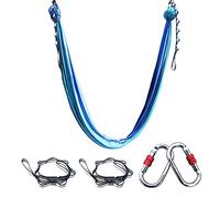 FOSER - Hamaca aérea de yoga, columpio para yoga con cadenas de margaritas mosquetones para gravedad invertida con manual de instrucciones de 5 m x 2,8 m (azul degradado)