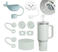 FOSFUKEER Juego de accesorios Stanley Cup, incluye 6 tapones de silicona a prueba de fugas, 2 tapas de paja, 1 funda de silicona para vasos Stanley de 1,2 l y 850 ml, tazas no incluidas (niebla)