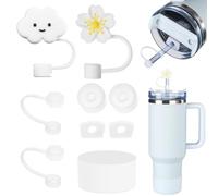FOSFUKEER Juego de accesorios Stanley Cup, incluye 6 tapones de silicona a prueba de fugas, 2 tapas de paja, 1 funda de silicona para vasos Stanley de 1,2 l y 850 ml, tazas no incluidas (transparente)