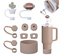 FOSFUKEER Juego de accesorios Stanley Cup, incluye 6 tapones de silicona a prueba de fugas, 2 tapas de paja, 1 funda de silicona para vasos Stanley de 1,2 l y 850 ml, tazas no incluidas (rosa almendra