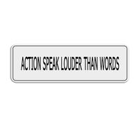 FOSHIN Action Speak Louder Than Words - Letrero de plástico acrílico de 25,4 x 7,6 cm con símbolos autoadhesivos, para restaurantes, salones, hoteles, moteles, baños públicos