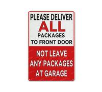 FOSHIN Letrero de aluminio con texto en inglés "Deliver All Packages To Front Door Do Not Leave At Garage", para uso en interiores y exteriores, 30,5 x 20,3 cm, Matel5